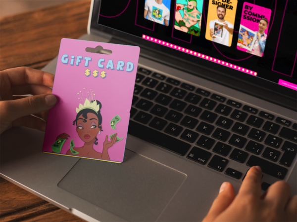 girl entering a gift card template code on a laptop a14739 1
