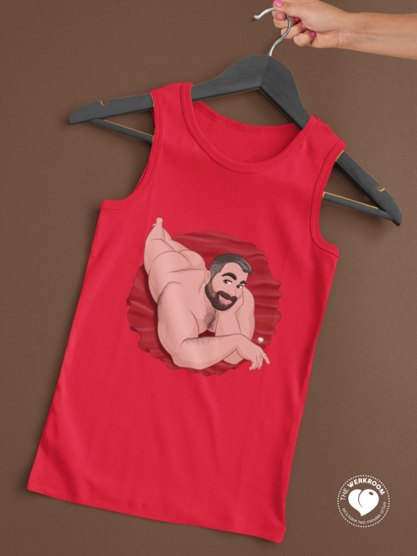 simple mockup featuring a tank top placed on a wooden hanger ()