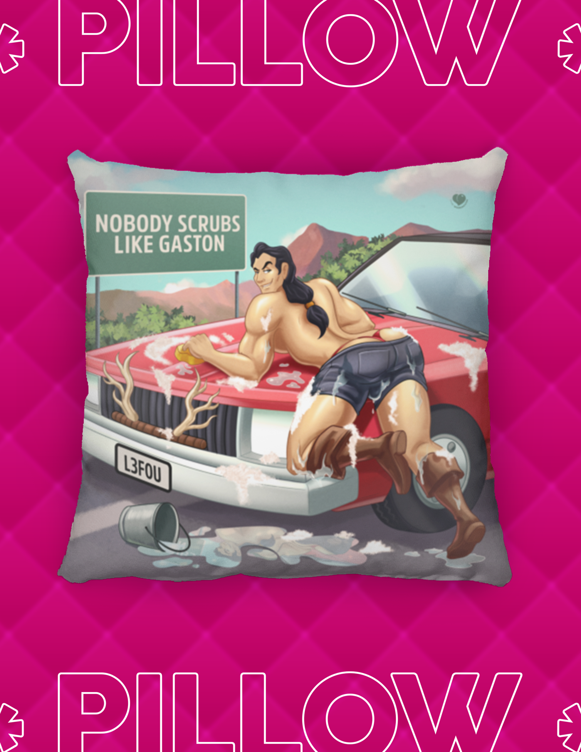 Villains Pin Up Gaston Pillow ()