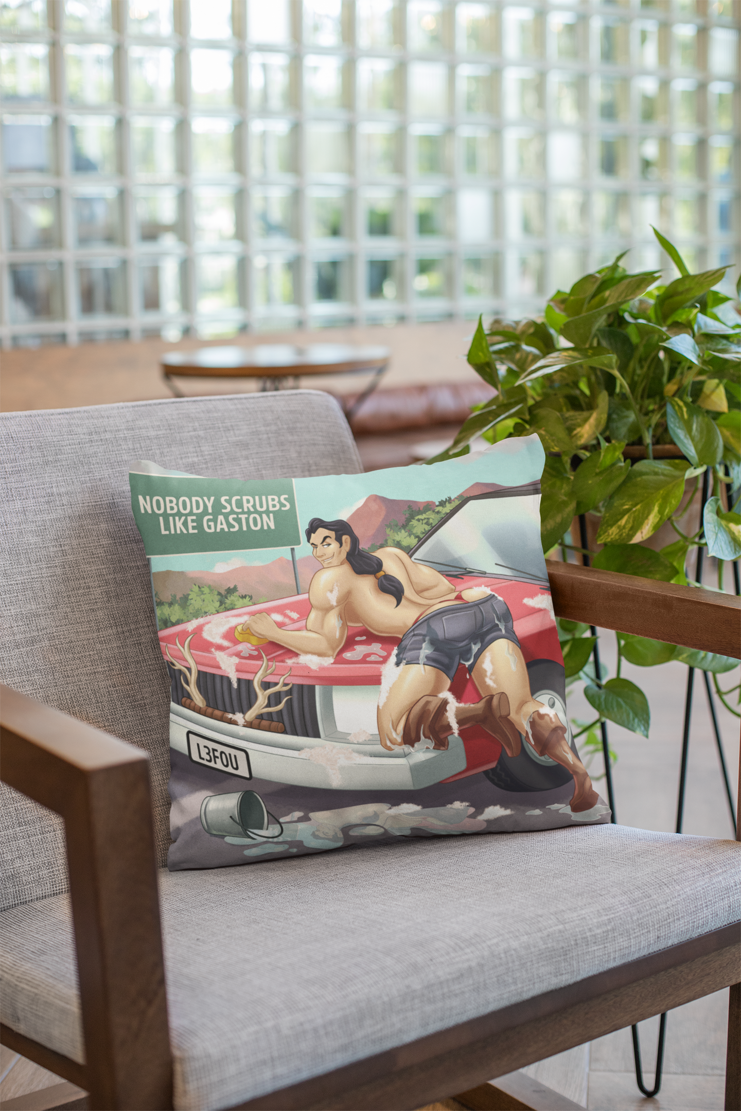 Villains Pin Up Gaston Pillow ()